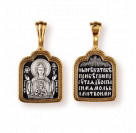 Образок "Икона Божией Матери "Знамение" из серебра 925 пробы с позолотой и чернением