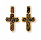 Православный крест "Процвете Древо Креста" из серебра 925 пробы с позолотой и чернением