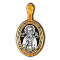 Образок "Святитель Анатолий, патриарх Константинопольский" из серебра 925 пробы с позолотой и чернением фото