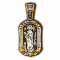Образок "Преподобная Аполлинария" из серебра 925 пробы с позолотой и чернением фото