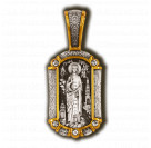 Образок "Преподобная Аполлинария" из серебра 925 пробы с позолотой и чернением