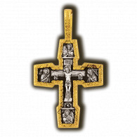 Православный крест "Распятие Христово.Деисус" из серебра 925 пробы с позолотой и чернением фото