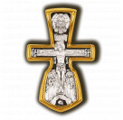 Нательный крест "Распятие Христово.Покров Пресвятой Богородицы" из серебра 925 пробы с позолотой и чернением
