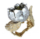 Кольцо с цитрином и бриллиантами из комбинированного золота 585 пробы