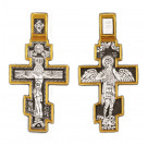 Православный восьмиконечный крест "Распятие Христово. Архангел Михаил" из серебра 925 пробы с желтой позолотой и чернением