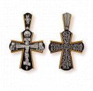 "Распятие Христово. Деисус". Православный крест из серебраа 925 пробы с позолотой и чернением