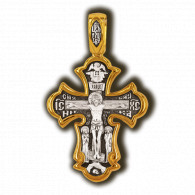 Крест "Святые мученицы Вера, Надежда, Любовь и мать их София" из серебра 925 пробы с позолотой и чернением фото