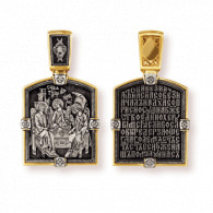 "Святая Троица". Образок из серебра 925 пробы с позолотой и чернением фото