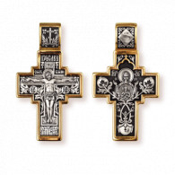 Икона Божией Матери «Знамение». Православный крест с распятием из серебра 925 пробы с позолотой и чернением фото