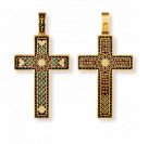 "Да воскреснет Бог". Православный крест с эмалью из серебра 925 пробы с позолотой и чернением