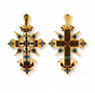 "Процветший крест". Православный крест с эмалью из серебра 925 пробы с позолотой и чернением