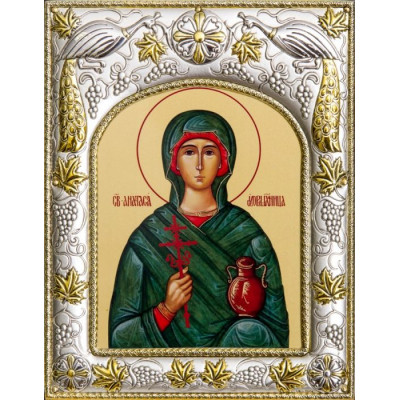 Икона освященная "Анастасия Узорешительниа великомученица", дерево, серебро 925 пробы, 14x18 см фото