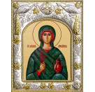 Икона освященная "Анастасия Узорешительниа великомученица", дерево, серебро 925 пробы, 14x18 см