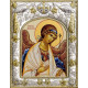 Икона освященная "Ангел Хранитель", дерево, серебро 925 пробы, 14x18 см