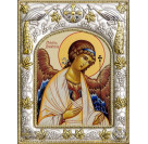 Икона освященная "Ангел Хранитель", дерево, серебро 925 пробы, 14x18 см