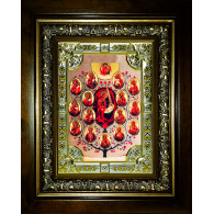 Икона освященная "Древо Пресвятой Богородицы", дерево, серебро 925 пробы, 18x24 см, со стразами, в деревянном киоте 24x30 см фото