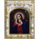 Икона освященная "Умиление икона Божией Матери", дерево, серебро 925 пробы, 14x18 см