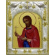 Икона освященная "Евгений Севастийский, мученик", дерево, серебро 925 пробы, 14x18 см