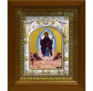 Икона "Образ Богородицы Спорительница хлебов" из серебра 925 пробы, 14x18 см, в деревянном киоте 20x24 см