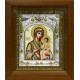 Икона освященная "Иверская икона Божией Матери" из серебра 925 пробы, 14x18 см, в деревянном киоте 20x24 см