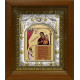  Икона освященная "Божья Матерь Нечаянная Радость", дерево, серебро 925 пробы,14x18 см, в деревянном киоте 20x24 см