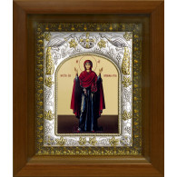 Икона освященная "Нерушимая Стена икона Божией Матери", 14x18 см, в деревянном киоте 20x24 см фото