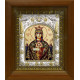 Икона освященная "Божья Матерь Неупиваемая чаша", дерево, серебро 925 пробы, 14x18 см, в деревянном киоте 20x24 см