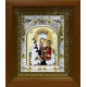 Икона освященная "Неувядаемый Цвет икона Божией Матери", дерево, серебро 925 пробы, 14x18 см, в деревянном киоте 20x24 см