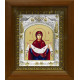 Икона освященная "Покров Пресвятой Богородицы", дерево, серебро 925 пробы, 14x18 см, в деревянном киоте 20x24 см