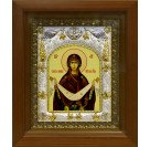 Икона освященная "Покров Пресвятой Богородицы" из дерева и серебра 925 пробы, 14x18 см, в деревянном киоте 20x24 см