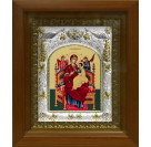 Икона освященная "Всецарица икона Божией Матери" из серебра 925 пробы, 14x18 см, в деревянном киоте 20x24 см