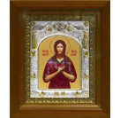 Икона освященная "Алексей", дерево, серебро 925 пробы, 14x18 см, в деревянном киоте 20x24 см