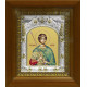 Икона освященная "Димитрий (Дмитрий) Солунский великомученик", дерево, серебро 925 пробы, 14x18 см, в деревянном киоте 20x24 см