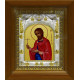 Икона освященная "Евгений Севастийский, мученик", дерево, серебро 925 пробы, 14x18 см, в деревянном киоте 20x24 см