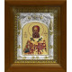 Икона освященная "Григорий Богослов святитель", дерево, серебро 925 пробы, 14x18 см, в деревянном киоте 20x24 см