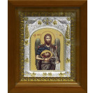 Икона освященная "Иоанн (Иван) Предтеча Креститель Господень", дерево, серебро 925 пробы, 14x18 см, в деревянном киоте 20x24 см