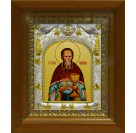 Икона освященная "Иоанн (Иван) Кронштадский праведный чудотворец" из серебра 925 пробы, 14x18 см, в деревянном киоте 20x24 см