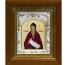 Икона освященная "Максим Исповедник преподобный", дерево, серебро 925 пробы, 14x18 см, в деревянном киоте 20x24 см