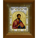 Икона освященная "Марк Апостол", дерево, серебро 925 пробы, 14x18 см, в деревянном киоте 20x24 см