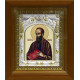 Икона освященная "Павел апостол", дерево, серебро 925 пробы, 14x18 см, в деревянном киоте 20x24 см