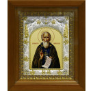 Икона освященная "Св. прп. Сергий Радонежский", дерево, серебро 925 пробы, 14x18 см, в деревянном киоте 20x24 см