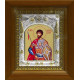 Икона освященная "Виктор Дамасский Святой мученик", дерево, серебро 925 пробы, 14x18 см, в деревянном киоте 20x24 см