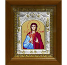 Икона освященная "Виталий Святой мученик", дерево, серебро 925 пробы, 14x18 см, в деревянном киоте 20x24 см