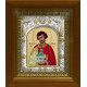 Икона освященная "Владислав Сербский, благоверный князь", дерево, серебро 925 пробы, 14x18 см, в деревянном киоте 20x24 см