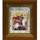Икона освященная "Георгий Победоносец", дерево, серебро 925 пробы, 14x18 см, в деревянном киоте 20x24 см