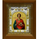 Икона освященная "Пантелеймон великомученик и целитель", дерево, серебро 925 пробы, 14x18 см, в деревянном киоте 20x24 см