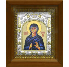 Икона освященная "Ангелина Сербская Блаженная", дерево, серебро 925 пробы, 14x18 см, в деревянном киоте 20x24 см