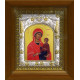 Икона освященная "праведная Анна, мать Пресвятой Богородицы", дерево, серебро 925 пробы, 14x18 см, в деревянном киоте 20x24 см