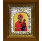 Икона освященная "праведная Анна, мать Пресвятой Богородицы", дерево, серебро 925 пробы, 14x18 см, в деревянном киоте 20x24 см