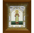 Икона освященная "Аполлинария Тупицына", дерево, серебро 925 пробы, 14x18 см, в деревянном киоте 20x24 см